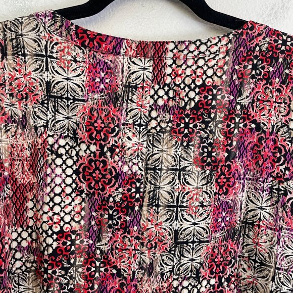 Catherines Womens Plus 3X Button Front Tunic Top Blouse Roll Tab Sleeve Shirt - Picture 8 of 10